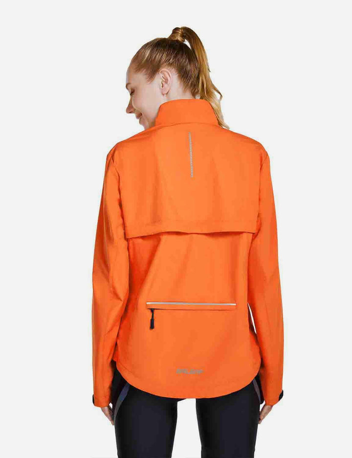 Baleaf Women's Waterproof & Windproof Detachable Sleeves Jackets cai029 Orange Back