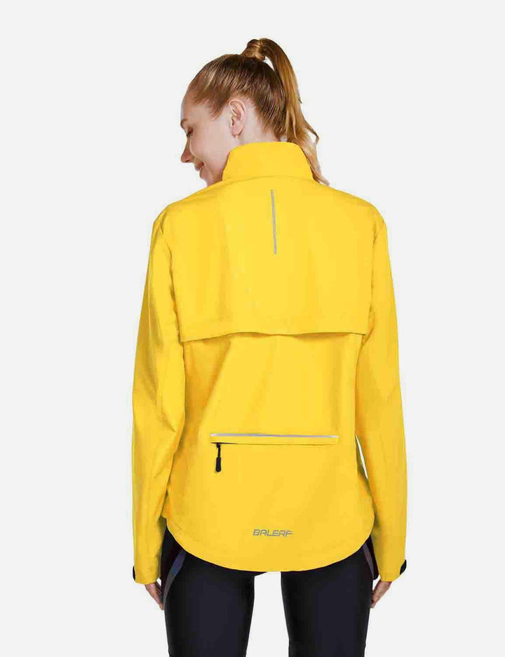Baleaf Women's Waterproof & Windproof Detachable Sleeves Jackets cai029 Yellow Back