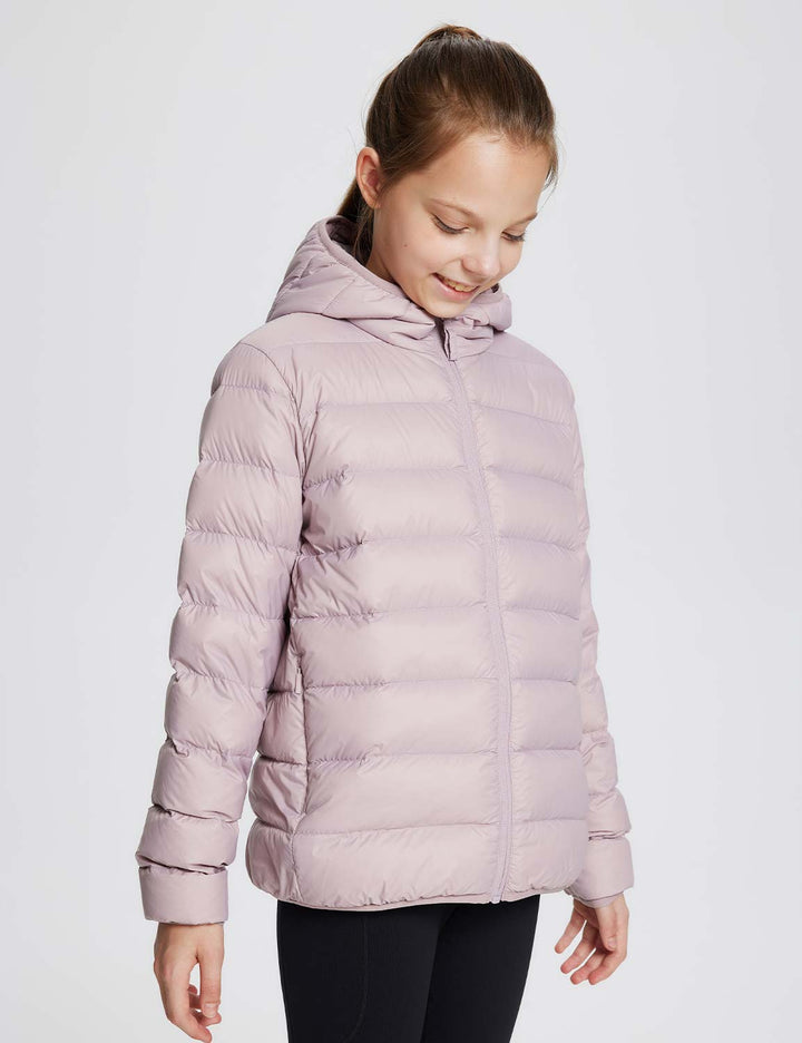 Baleaf Kid's Hooded Puffer Jackets dga066 Pink Side