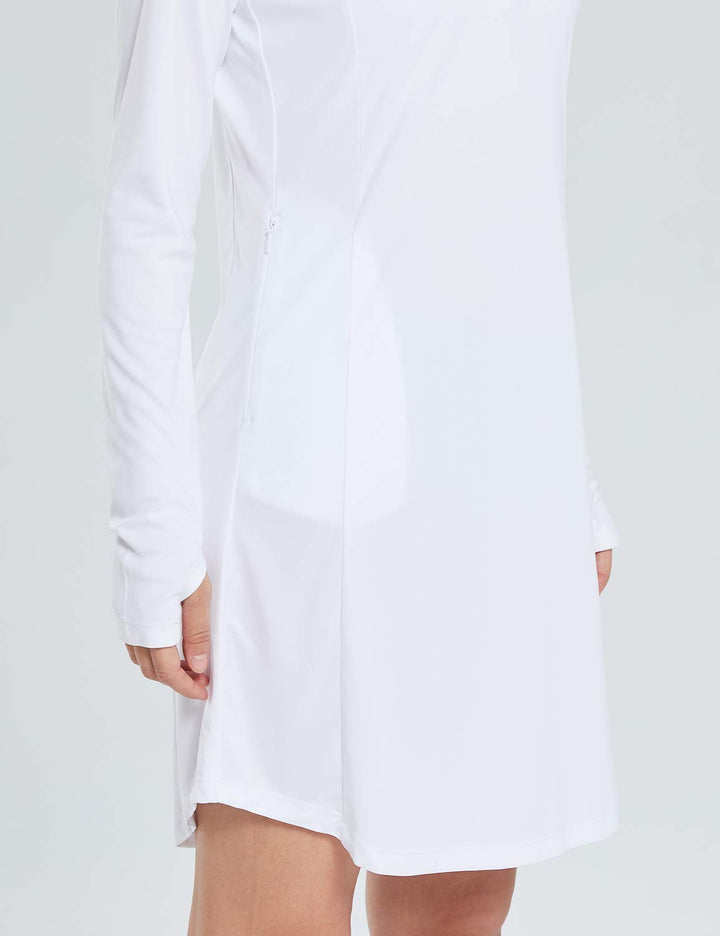 Baleaf Women's Laureate UPF50+ Hooded Sun Dress Thumbholes Coverup dga047 Lucent White Detail