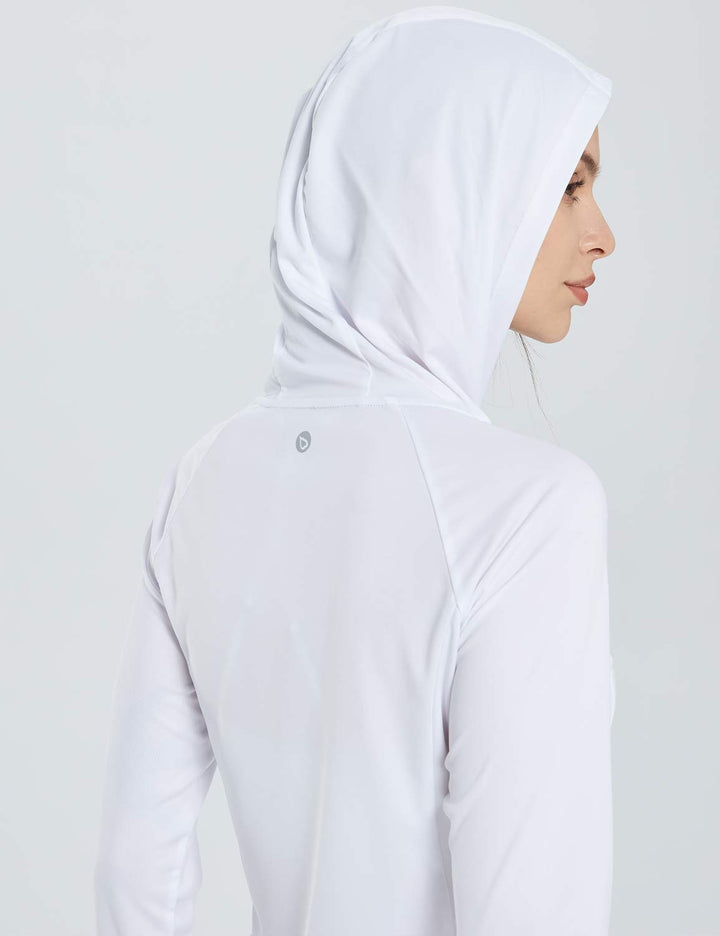 Baleaf Women's Laureate UPF50+ Hooded Sun Dress Thumbholes Coverup dga047 Lucent White Detail
