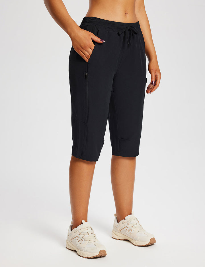 Baleaf Women's Laureate UPF 50+ DWR Capris Anthracite Side