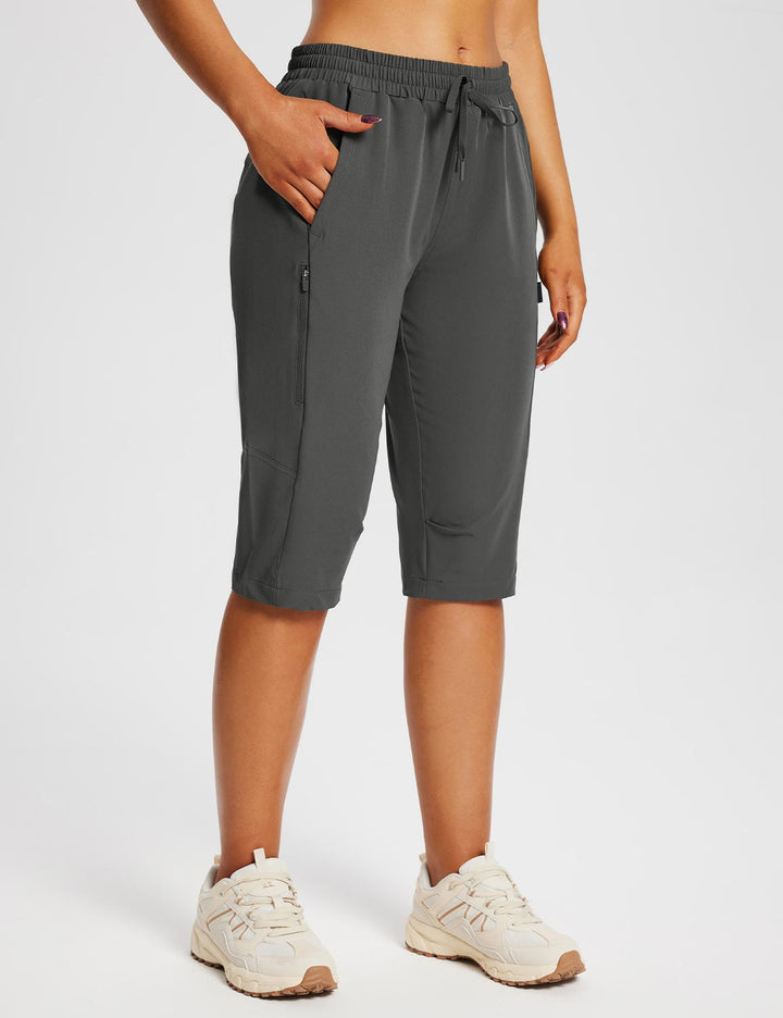 Baleaf Women's Laureate UPF 50+ DWR Capris Smoked Pearl Side