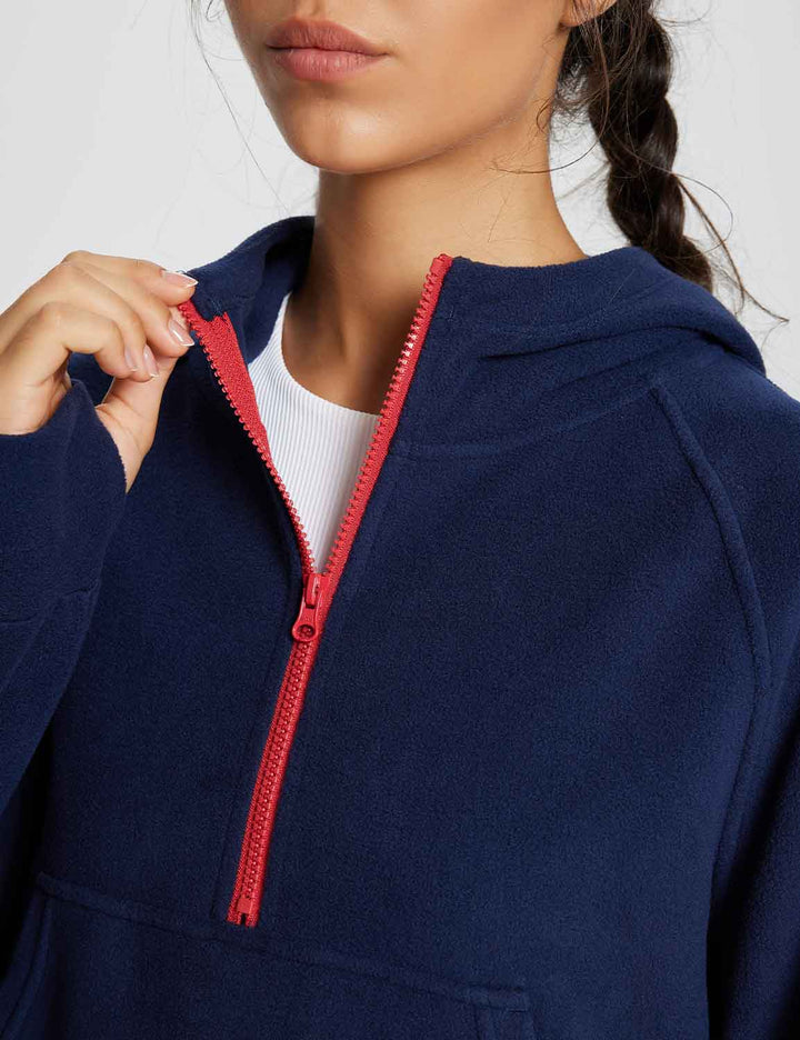 Baleaf Women's Thermal Hooded Cropped Pullover dbd083 Blue Details