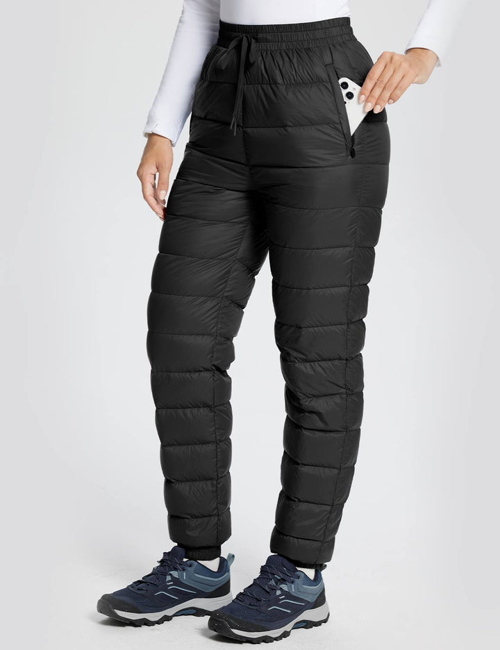 Baleaf Women's High-Rise Lightweight Ski Down Pants dga067 Black Main