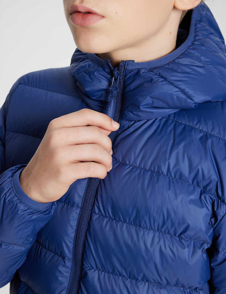 Baleaf Kid's Hooded Puffer Jackets dga066 Navy Blue Details