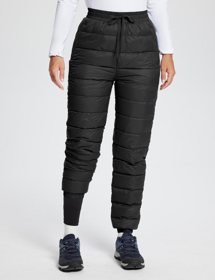 Baleaf Women's High-Rise Lightweight Ski Down Pants dga067 Black Side