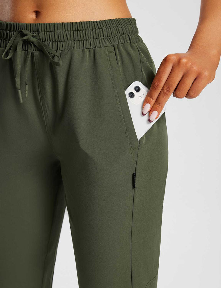 Baleaf Women's Laureate UPF 50+ DWR Capris Rifle Green Details