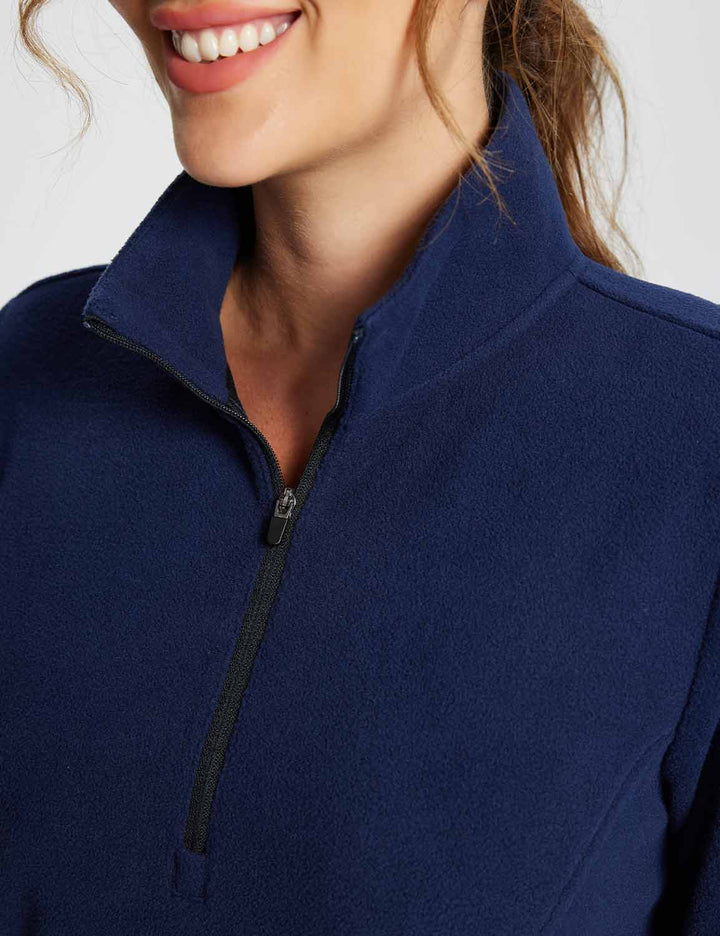 Baleaf Women's Long-Sleeve Quarter Zip Thermal Dress dga069 Navy Blue Details