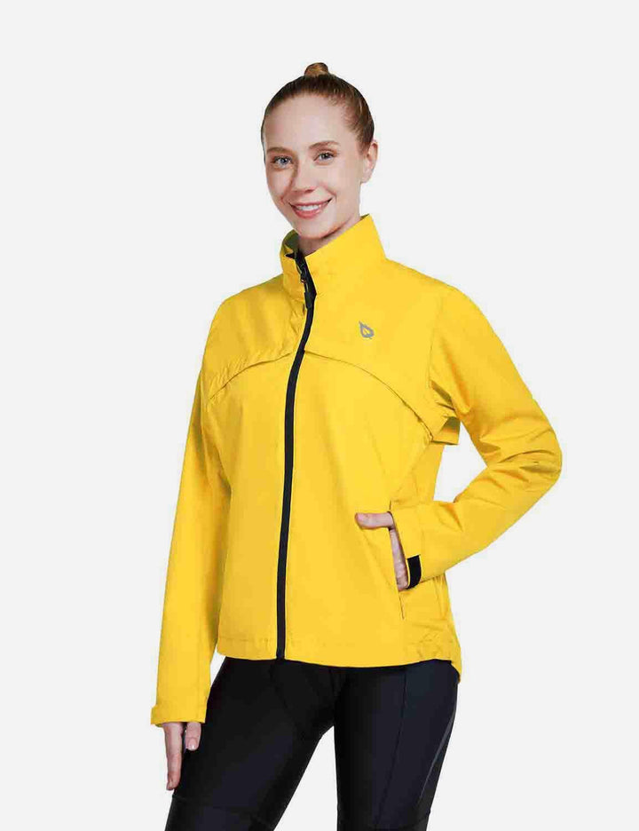 Baleaf Women's Waterproof & Windproof Detachable Sleeves Jackets cai029 Yellow Front