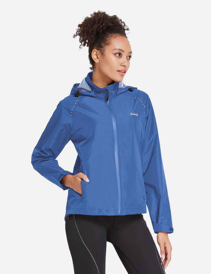 Baleaf Women's Waterproof Lightweight Full-Zip Pocketed Cycling Jacket aaa468 Princess Blue Side