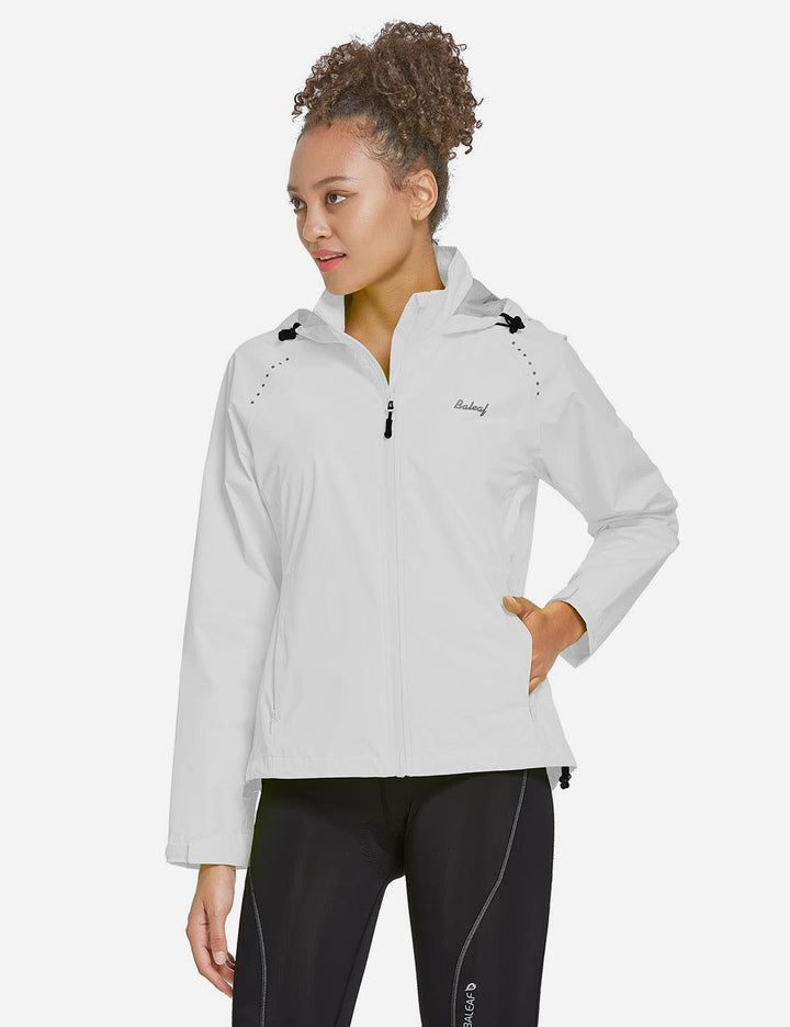 Baleaf Women's Waterproof Lightweight Full-Zip Pocketed Cycling Jacket aaa468 White Side