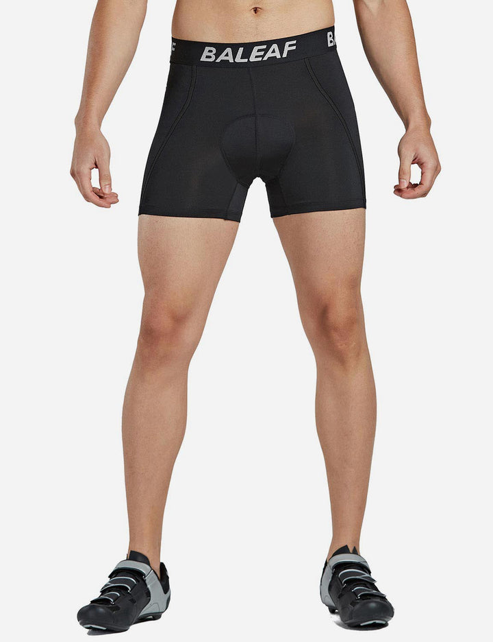 Baleaf Men's 4.8  3D Padded Bike Cycling Compression Shorts aai067 Black Front