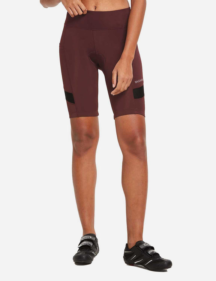 Baleaf Women's UPF50+ 3D Padded Side Pocketed Cycling Shorts aai084 Zinfandel main