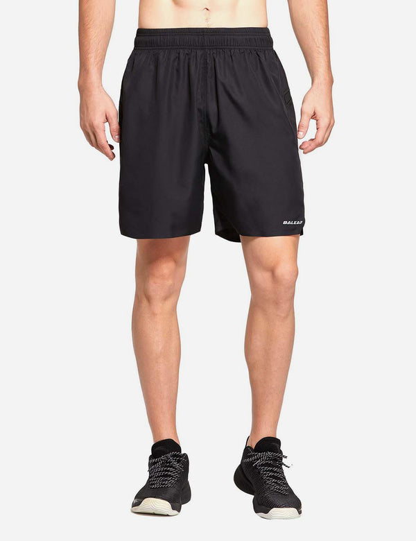 Baleaf Men's 7" 2-in-1 Quick Dry Pocketed Running Shorts abd371 Black Front