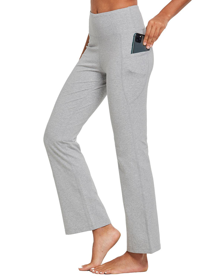 Baleaf Women's Laureate High-Rise Flared Pants abh144 Light Grey Side