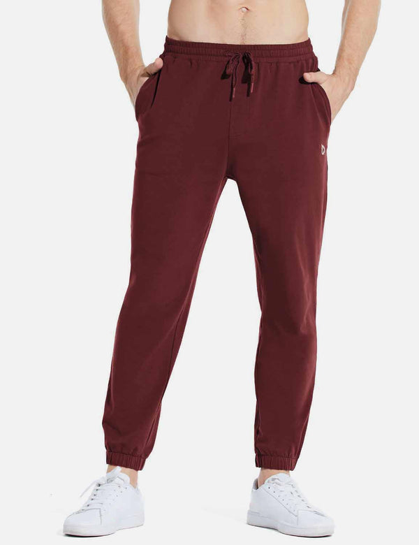 Baleaf Men's Basic Comfy Loose Fit Pocketed Sweatpants abh220 Wine Red Front