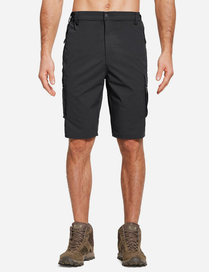 Baleaf Men's UPF50+ Lightweight Breathable Quick Dry Cargo Shorts agb028 Black Front