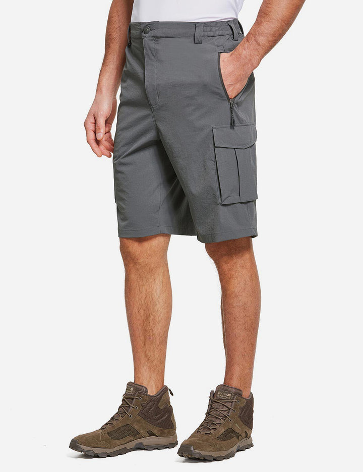 Baleaf Men's UPF50+ Lightweight Breathable Quick Dry Cargo Shorts agb028 Dark Grey Side