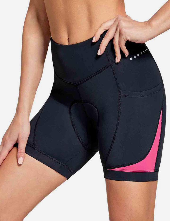 Baleaf Women's UPF 50+ 5" Bike Shorts 4D Padded Pockets Cycling Underw… cai010 Hot Pink Front