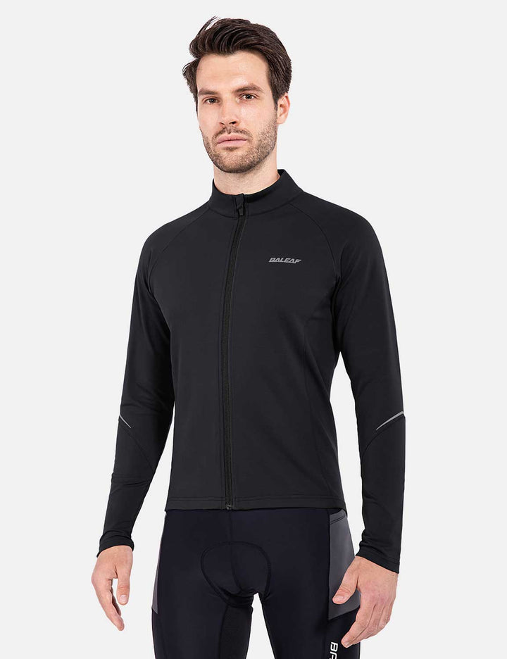 Baleaf Men's Laureate Thermal Water-Resistant Long-Sleeve Jersey cai041 Black Front