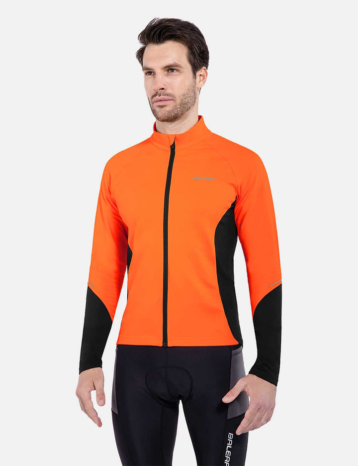 Baleaf Men's Laureate Thermal Water-Resistant Long-Sleeve Jersey cai041 Vibrant Orange Front