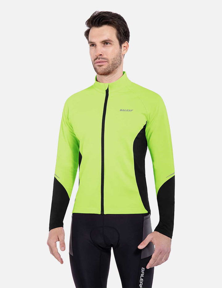 Baleaf Men's Laureate Thermal Water-Resistant Long-Sleeve Jersey cai041 Fluorescent Yellow Front