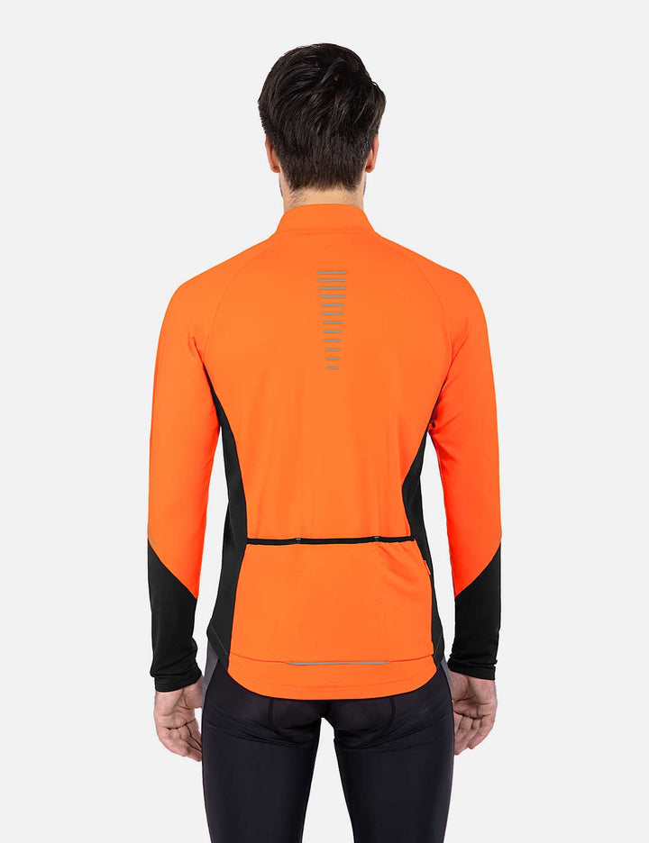 Baleaf Men's Laureate Thermal Water-Resistant Long-Sleeve Jersey cai041 Vibrant Orange Back