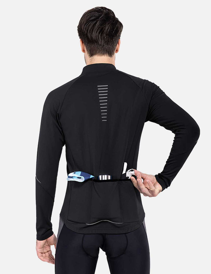 Baleaf Men's Laureate Thermal Water-Resistant Long-Sleeve Jersey cai041 Black Detail