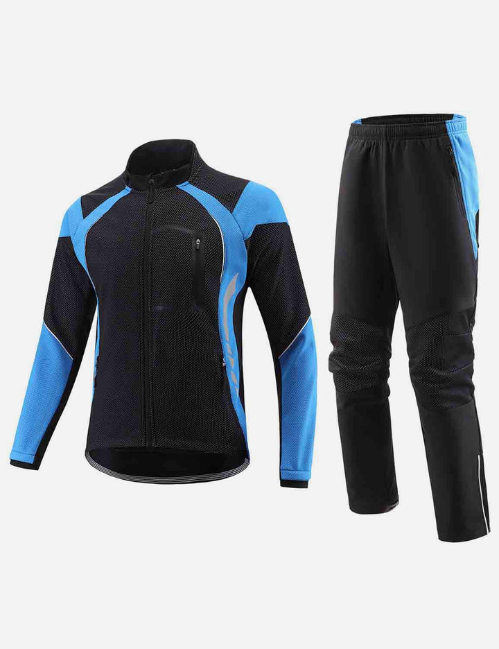 Baleaf Men's Windproof Fleeced-lined Long Sleeved Cycling Set cai043 Indigo Bunting Front