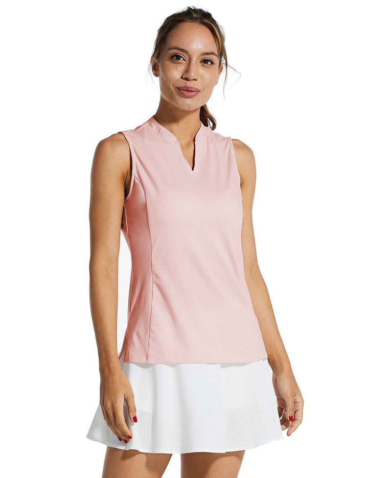 Baleaf Womens UPF40+ Quick-Dry Collarless V Neck Tank Top cfa002 Pink Main