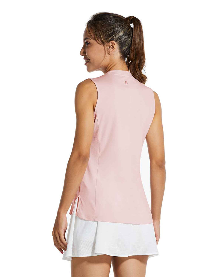 Baleaf Womens UPF40+ Quick-Dry Collarless V Neck Tank Top cfa002 Pink Back