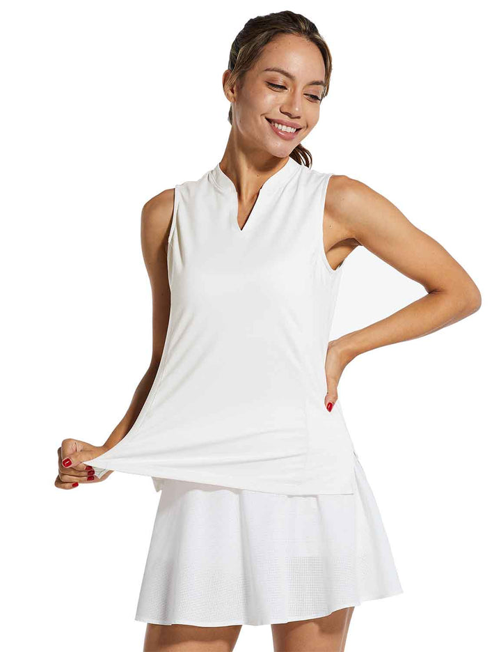 Baleaf Womens UPF40+ Quick-Dry Collarless V Neck Tank Top cfa002 Lucent White Side