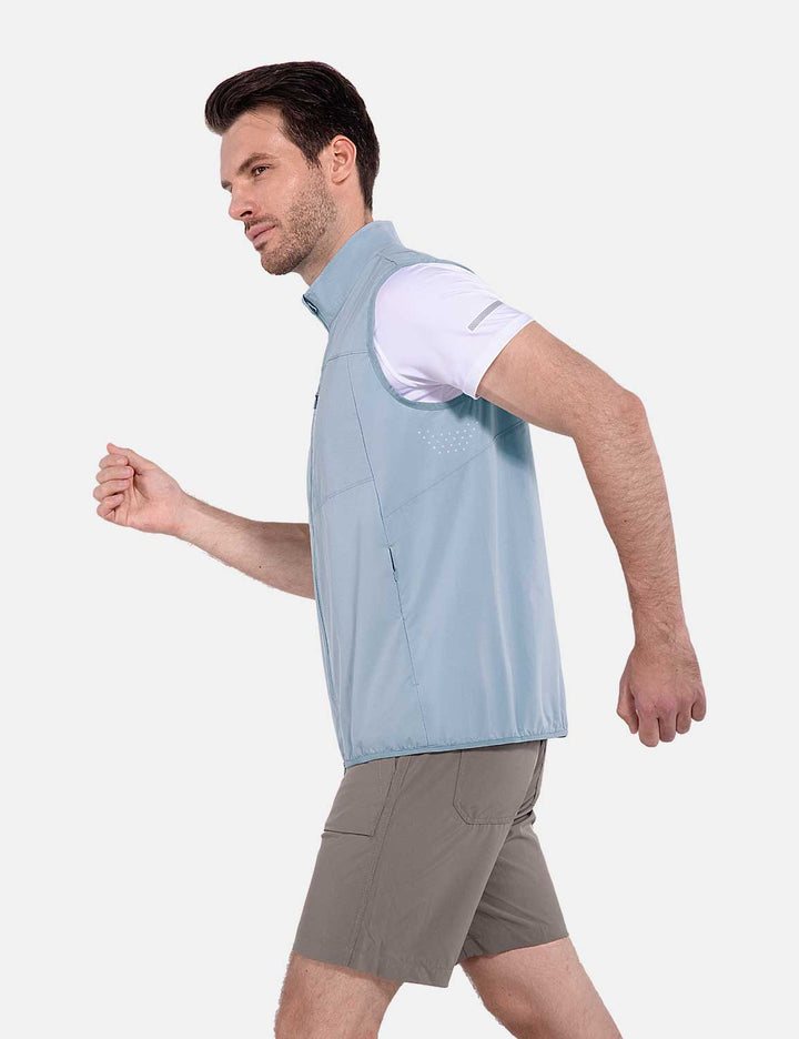 Baleaf Men's Laureate Multi-Pocket Lightweight Vest cga031 Blue Fog Side