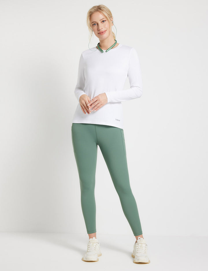 Baleaf Women's Sustainable Crew Neck Baselayer Lucent White Full