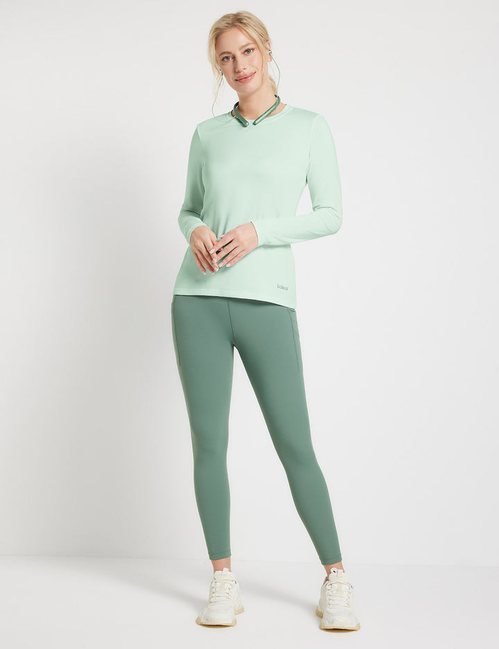 Baleaf Women's Sustainable Crew Neck Baselayer Subtle Green Full