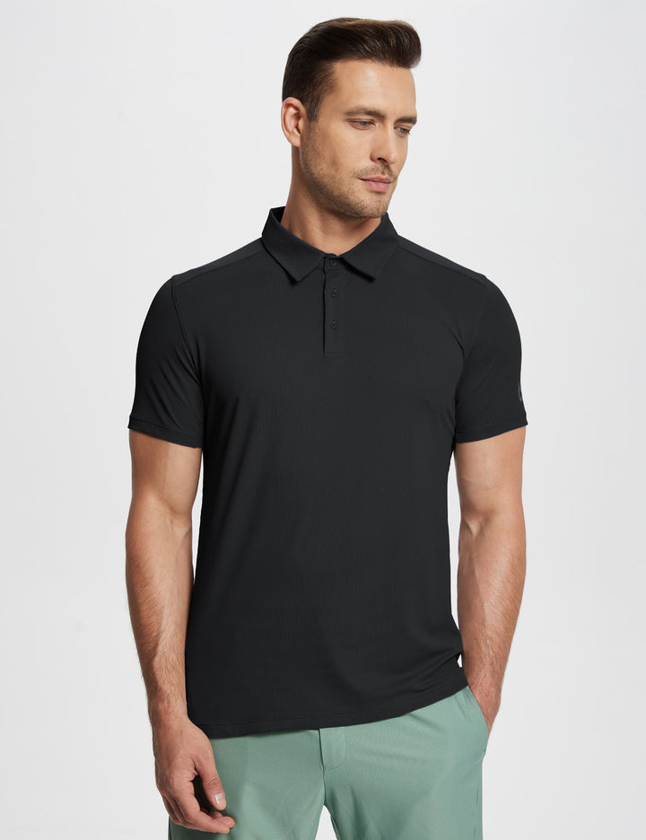 Baleaf Men's Laureate UPF50+ Golf Polo Shirt (Website Exclusive) dfa020 Jet Black Main