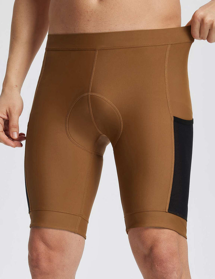 Baleaf Men's Airide Padded Cycling Shorts eai010 Caramel Cafe Side