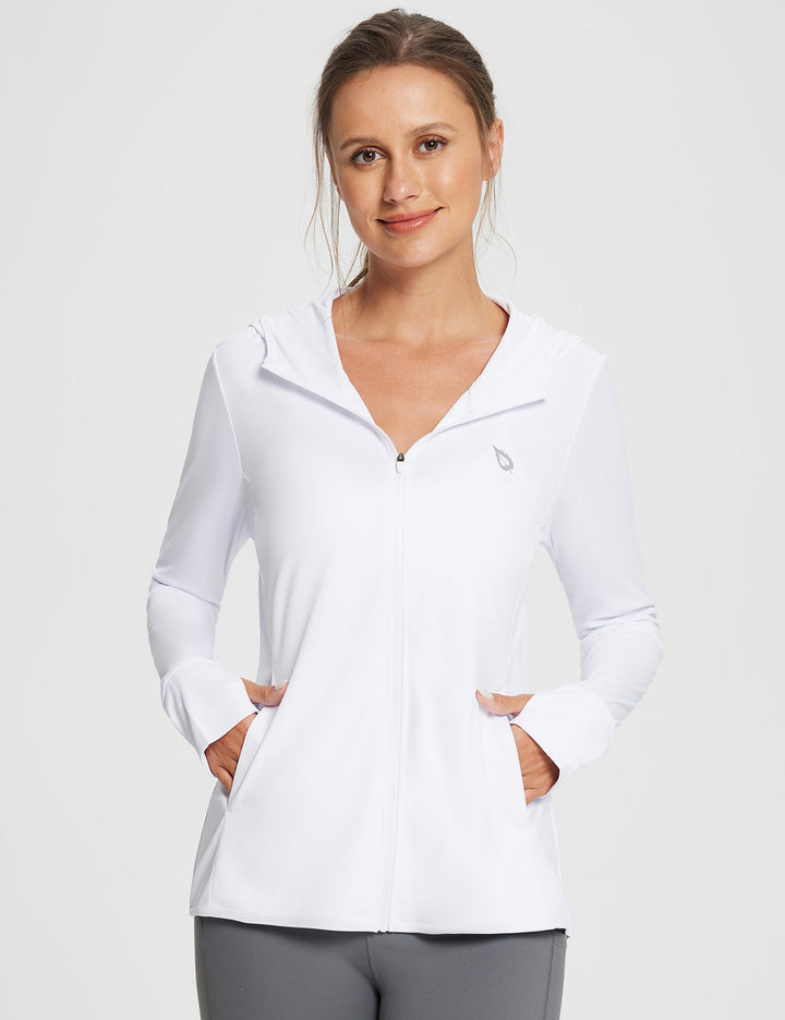 Baleaf Women's UPF 50+ Lightweight Hoodie ega005 Lucent White Main