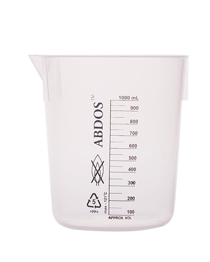 Abdos Printed Plastic Beakers Polypropylene Pp 1000ml 4 Cs Shopfls