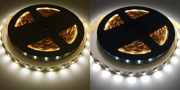 Nova Bright Eclipse Dual Color CCT CRI 95+ LED Strip Light 2 IN 1 Chip Warm White 3200K + White 5600K 12V UL 5050SMD IP20 Reel