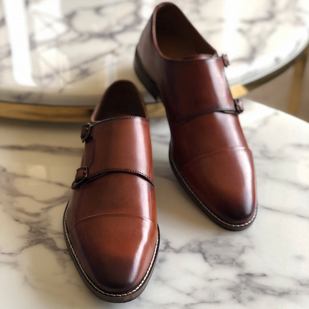 Pelle santino double monk strap brown