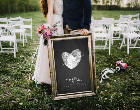 wedding guest book alternative black and white chalkboard sign