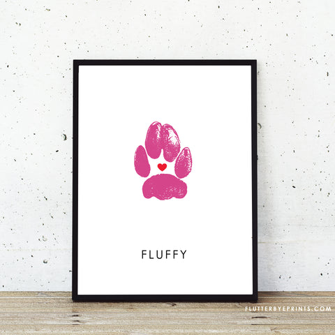 cat paw print in pink