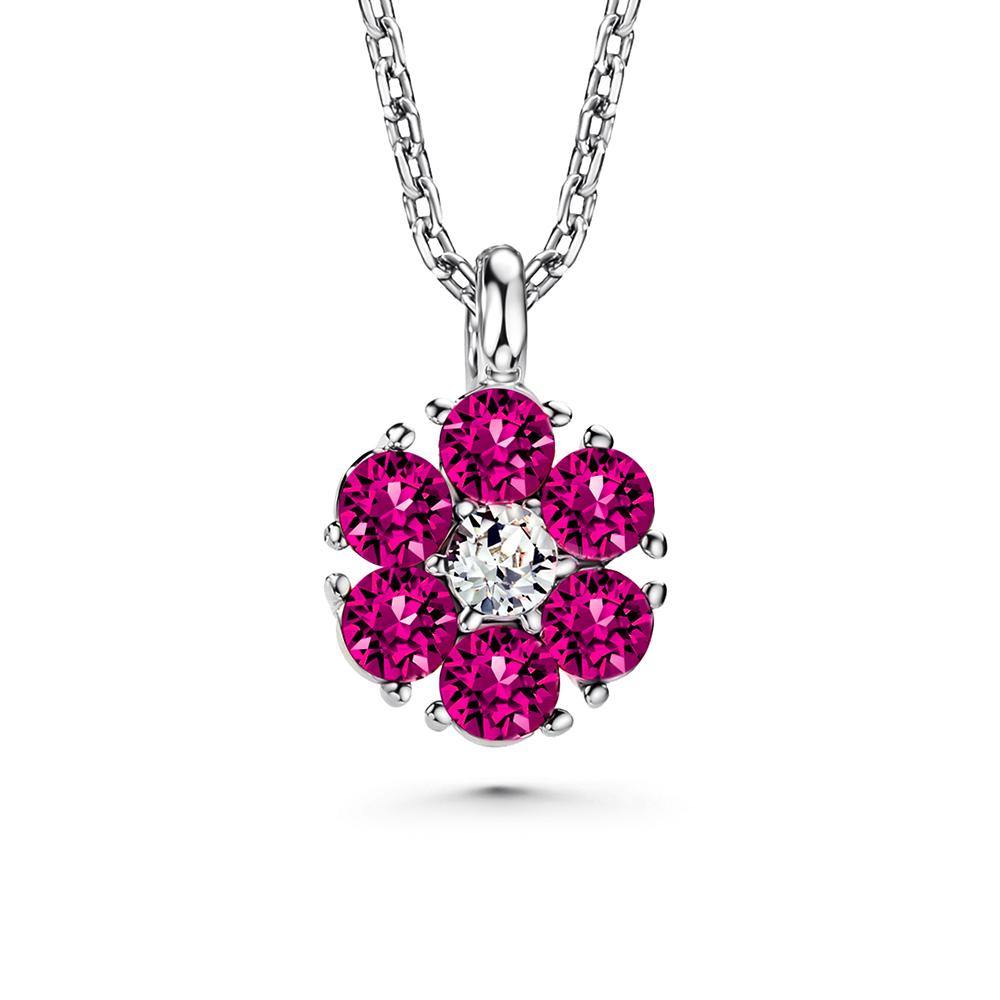 September Birthstone Created Pink Sapphire Round Pendant with Cubic Zirconia in Gold Vermeil ove