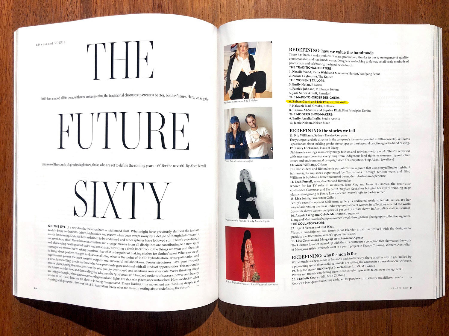 Vogue Australia | The Future Sixty, December 2019