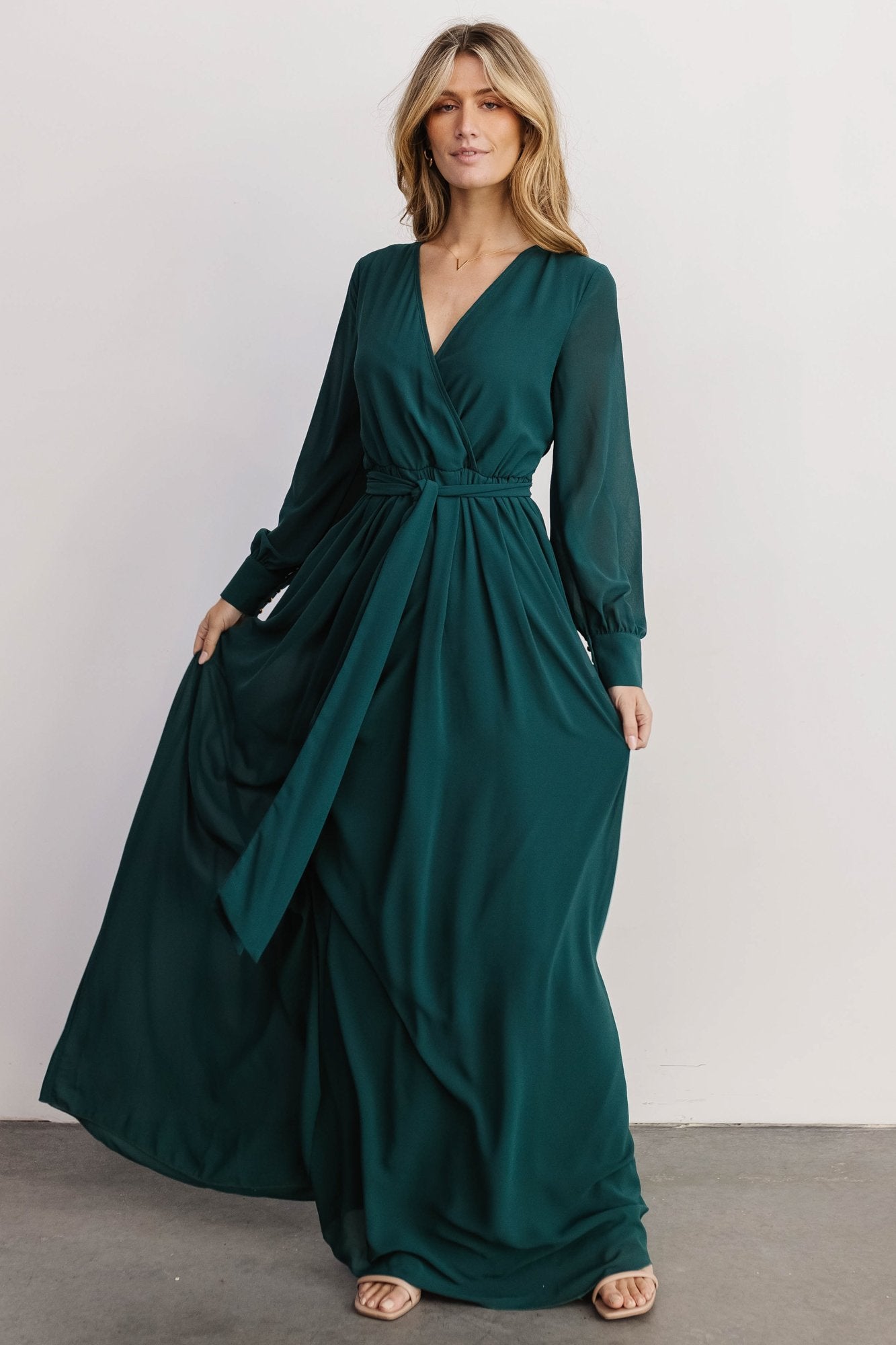 Adoring You Hunter Green Long Sleeve Maxi Dress