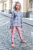 Owl Sweatshirt in Melon Frogs Print