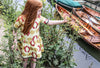 Swan Dress in the Raspberry Fish Print