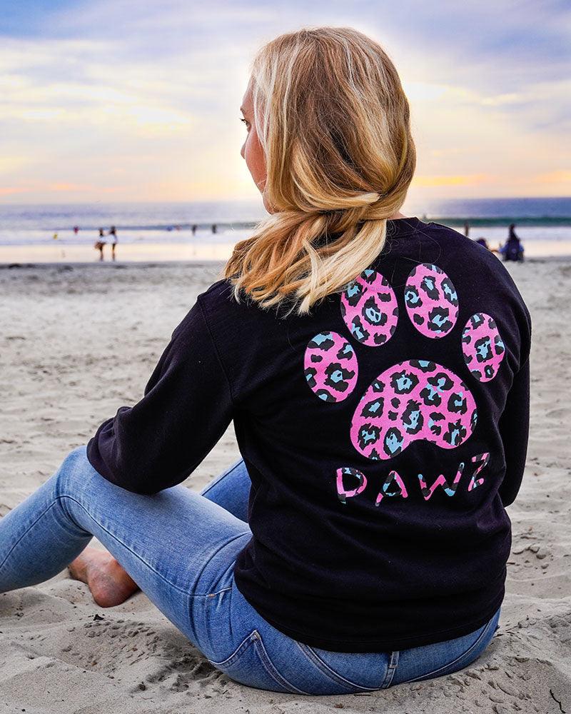 Pink Cheetah Print Black Crewneck | Pawz